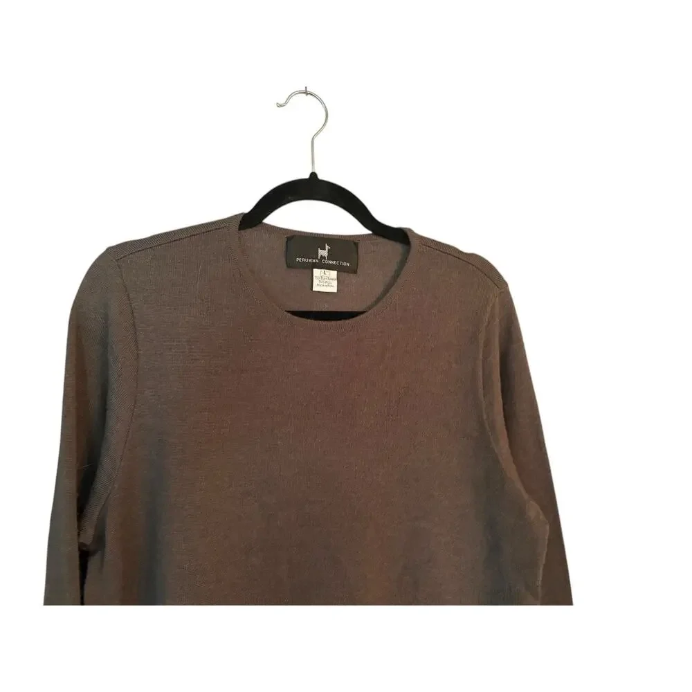 Peruvian Connection Baby Alpaca Wool Sweater L  Long Line Classic Simple FLAW